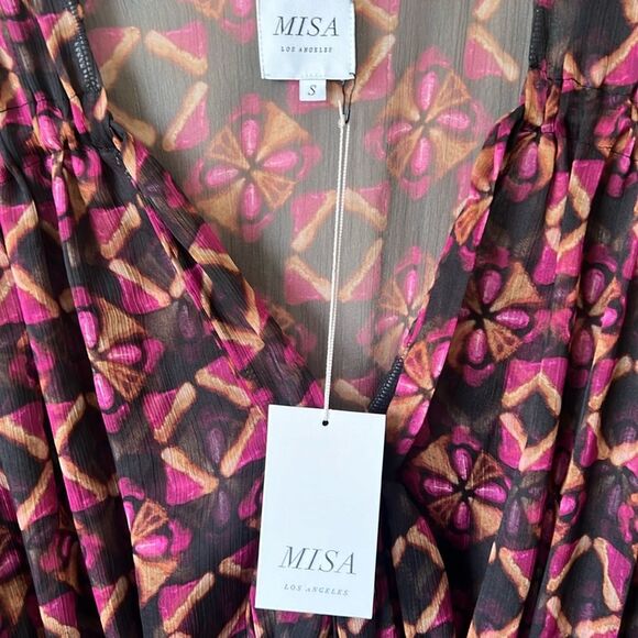 NWT Misa LA Celeste Long Sleeve Midi Dress in Shibori Prism Size Small Reg. $385 - Picture 5 of 12